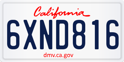 CA license plate 6XND816