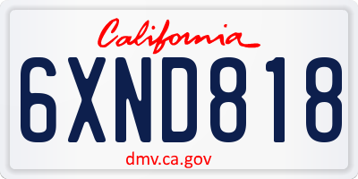 CA license plate 6XND818