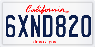CA license plate 6XND820