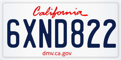 CA license plate 6XND822