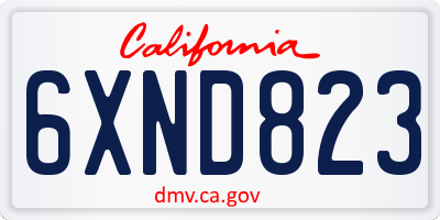 CA license plate 6XND823