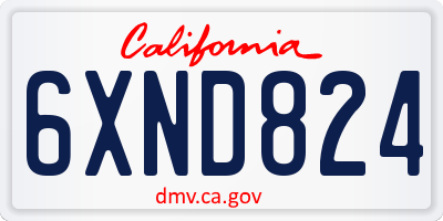 CA license plate 6XND824