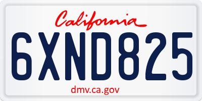 CA license plate 6XND825