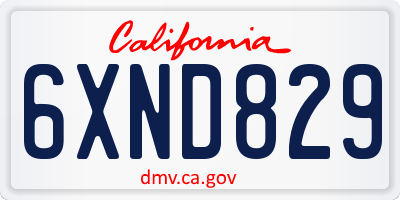 CA license plate 6XND829