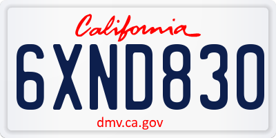 CA license plate 6XND830