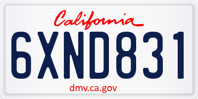 CA license plate 6XND831