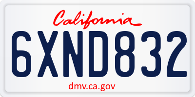 CA license plate 6XND832