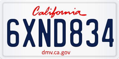 CA license plate 6XND834