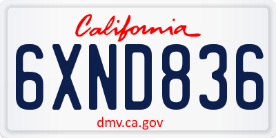 CA license plate 6XND836
