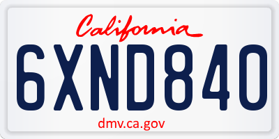 CA license plate 6XND840
