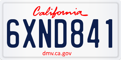 CA license plate 6XND841