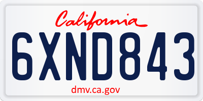 CA license plate 6XND843