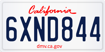 CA license plate 6XND844