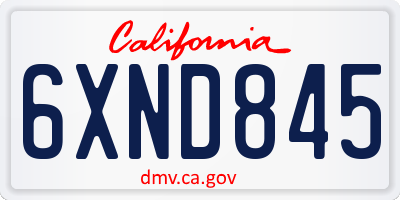 CA license plate 6XND845