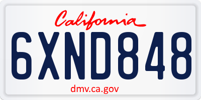 CA license plate 6XND848