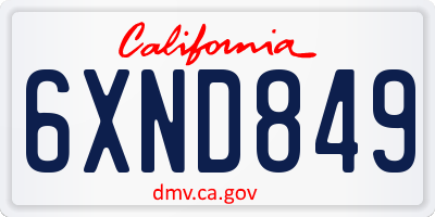 CA license plate 6XND849