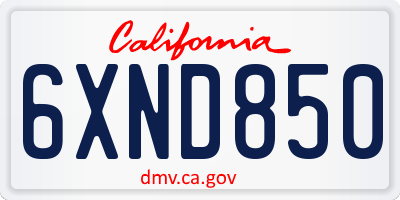 CA license plate 6XND850