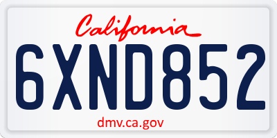 CA license plate 6XND852