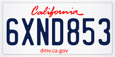 CA license plate 6XND853