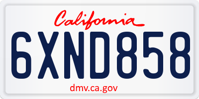 CA license plate 6XND858