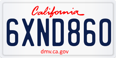 CA license plate 6XND860