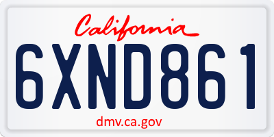 CA license plate 6XND861