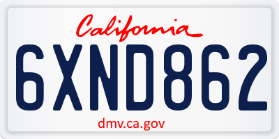 CA license plate 6XND862