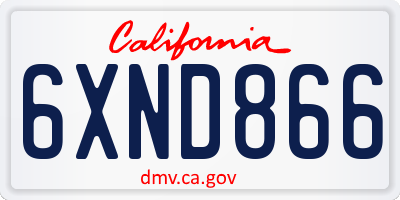 CA license plate 6XND866