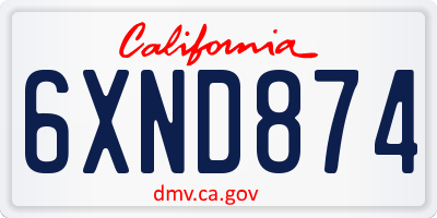 CA license plate 6XND874