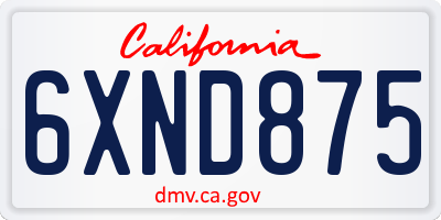 CA license plate 6XND875