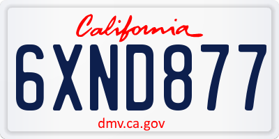 CA license plate 6XND877