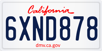 CA license plate 6XND878