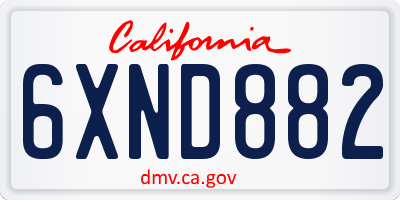 CA license plate 6XND882