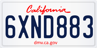 CA license plate 6XND883