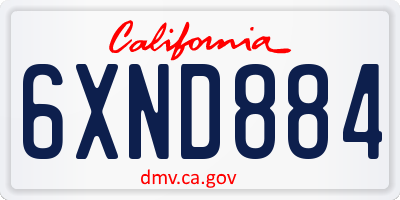 CA license plate 6XND884
