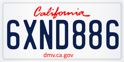 CA license plate 6XND886