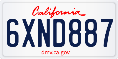 CA license plate 6XND887