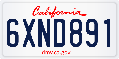 CA license plate 6XND891