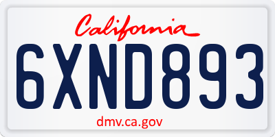 CA license plate 6XND893