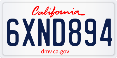 CA license plate 6XND894