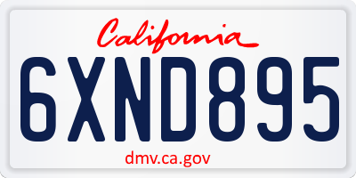 CA license plate 6XND895