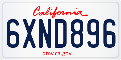 CA license plate 6XND896