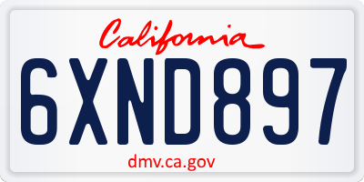 CA license plate 6XND897