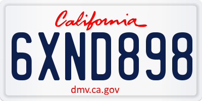 CA license plate 6XND898