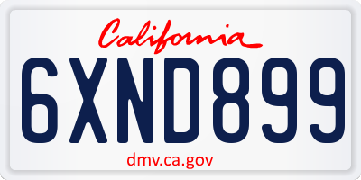 CA license plate 6XND899