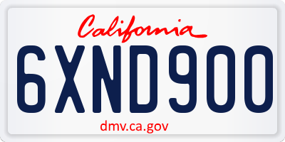 CA license plate 6XND900