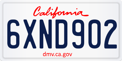 CA license plate 6XND902