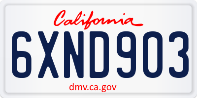 CA license plate 6XND903