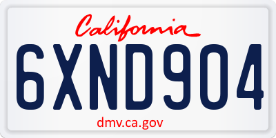 CA license plate 6XND904