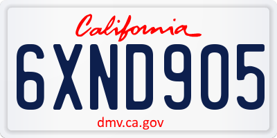 CA license plate 6XND905